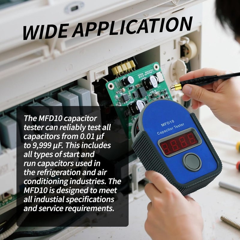 FRIGESWIFT MFD10 Digital Capacitor Tester with LED Display - Measuring Range 0.01 to 10000mF, 5% Accuracy - Image 4